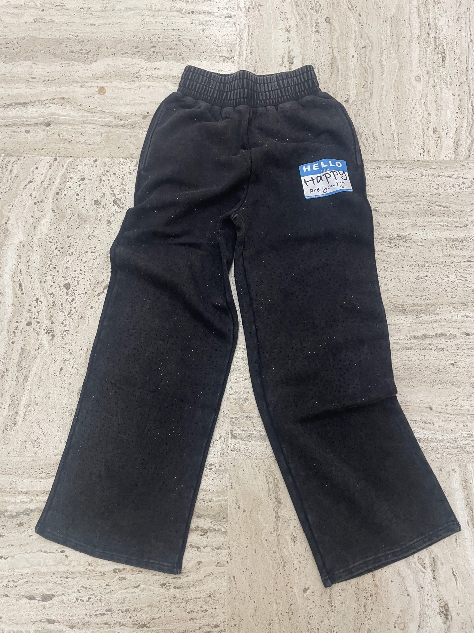 Black 'I am Happy' Sweatpants - Image 5