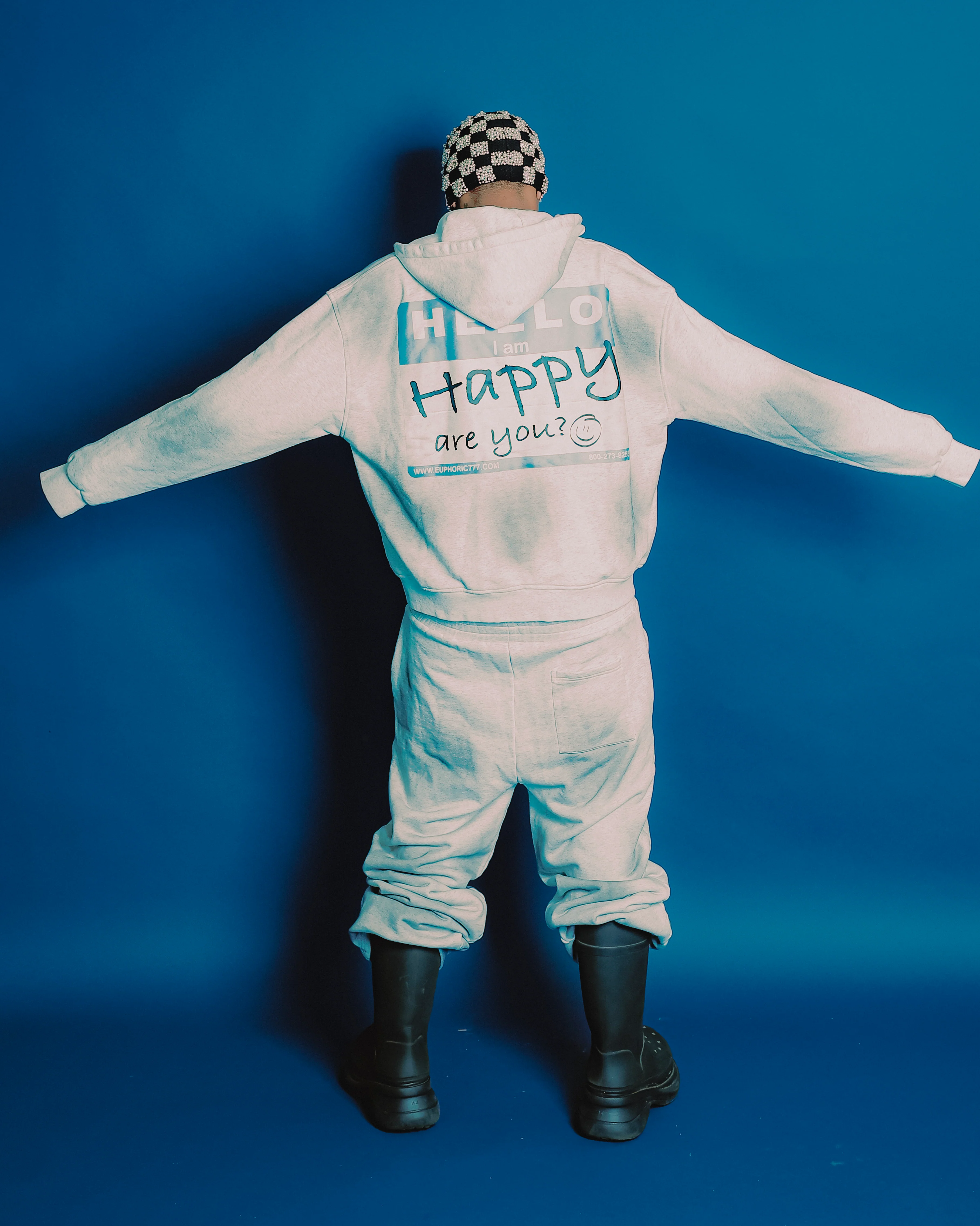 Gray 'I am Happy' Zip Up - Image 3