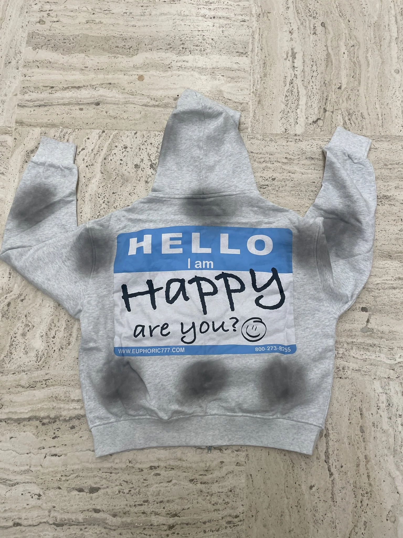 Gray 'I am Happy' Zip Up - Image 5