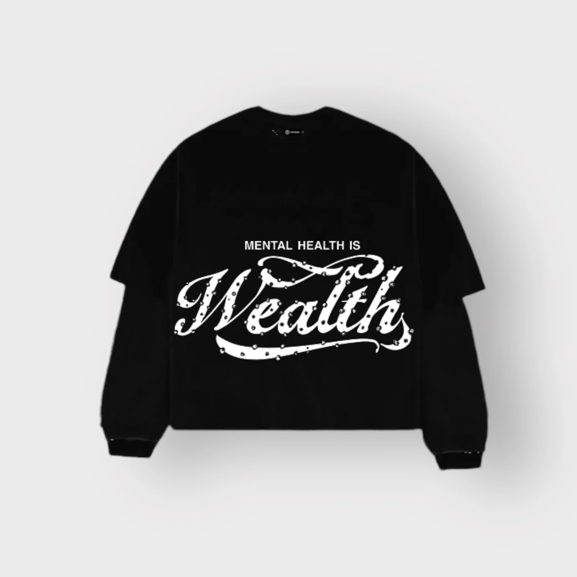 Mental Health Is Wealth Double Layer Tee - Black - Image 3