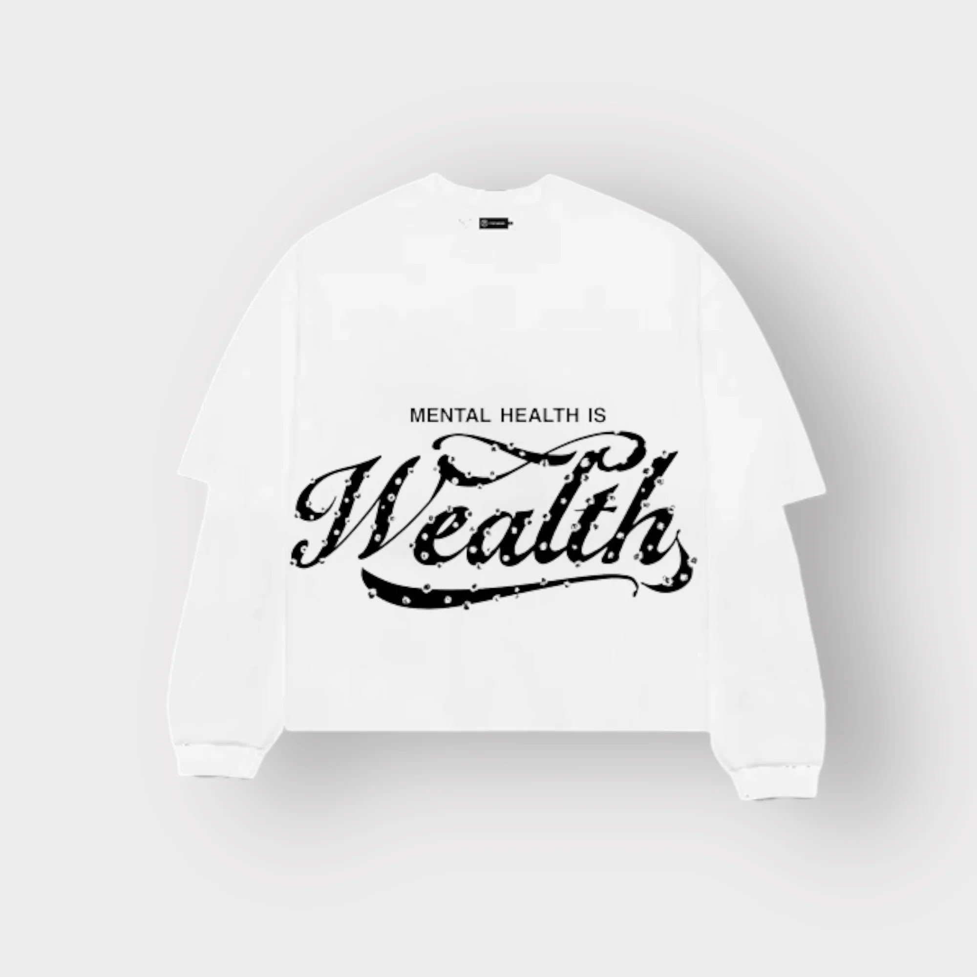 Mental Health Is Wealth Double Layer Tee - White - Image 4